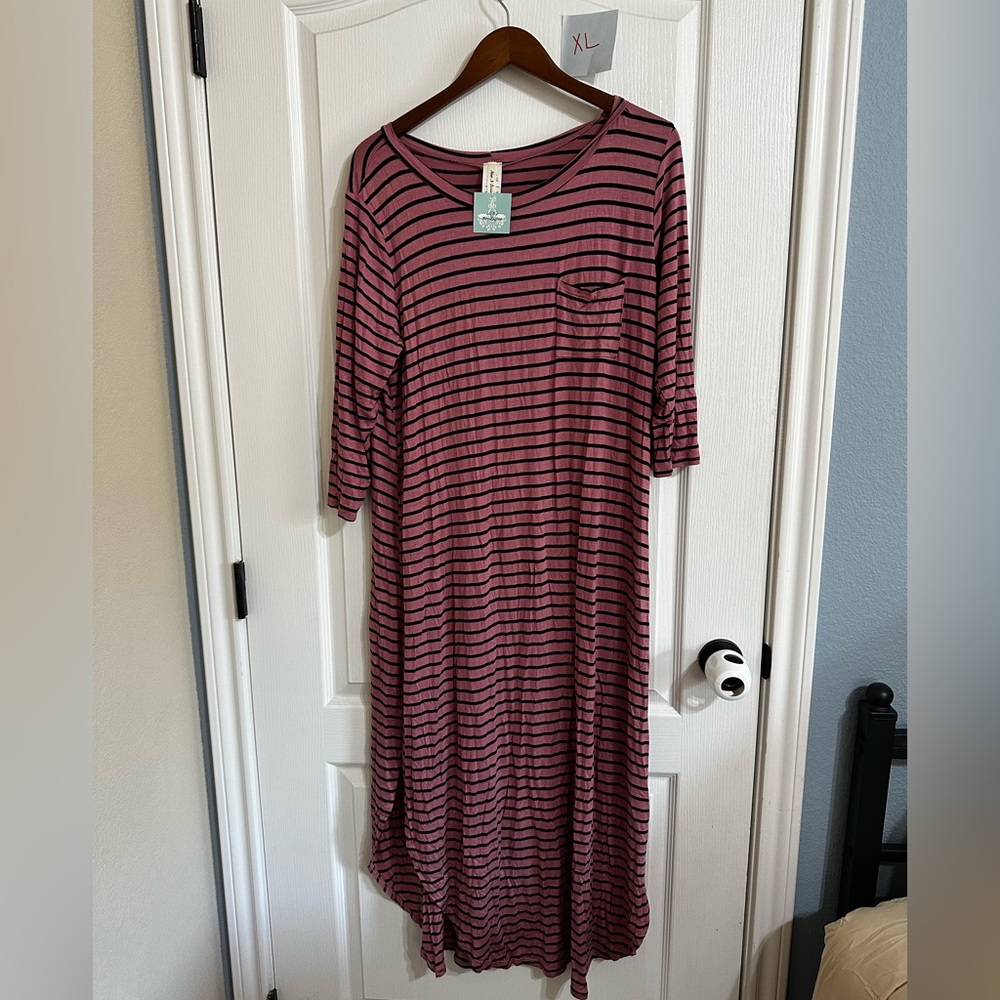 Striped Pink and Black Dress